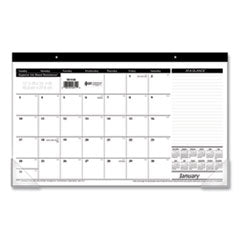 AT-A-GLANCE® Compact Desk Pad, 18 x 11, White Sheets, Black Binding, Clear Corners